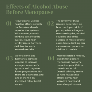infographic on the effects of alcohol before menopause