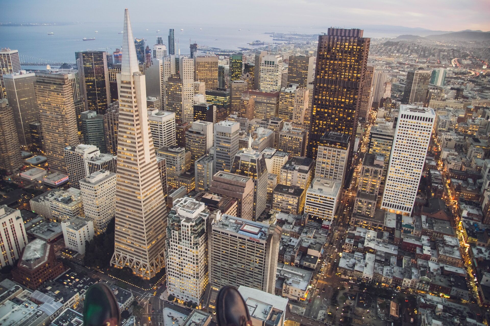 aerial view of san francisco skyline