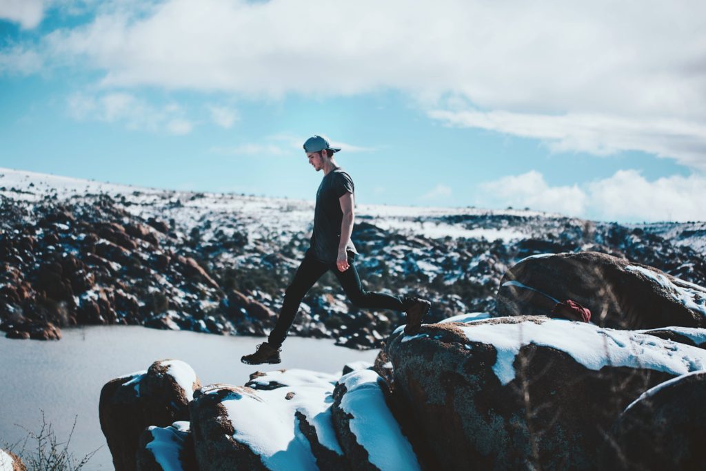 zoloft and alcohol man walking on cliff