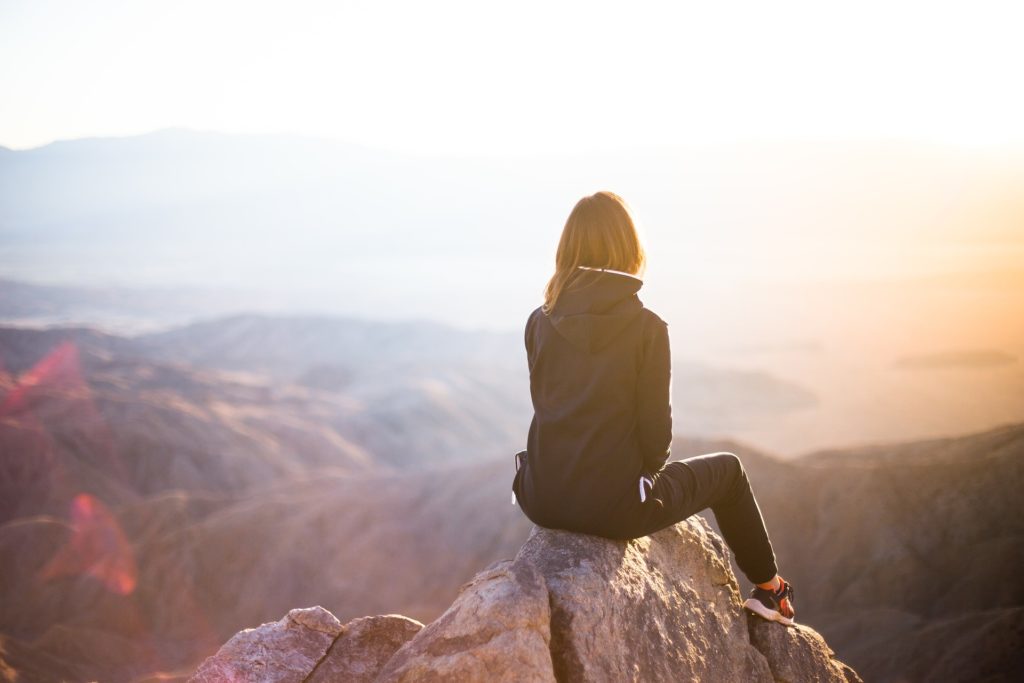 alcohol and depression, woman looking out over landscape