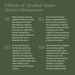 infographic on the effects of alcohol before menopause