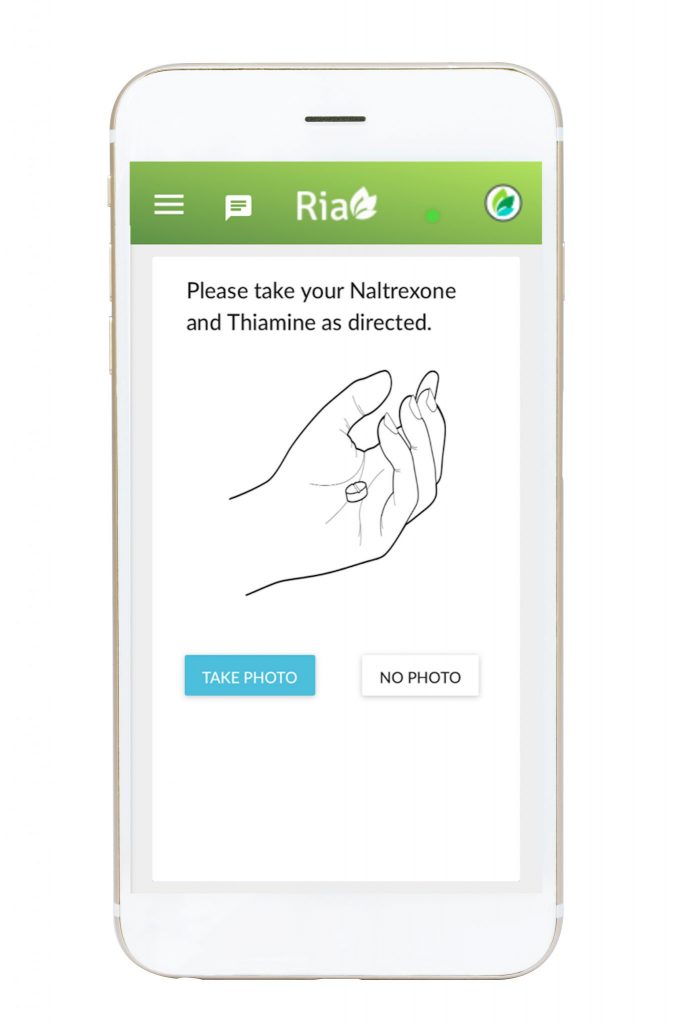 Ria Health App featuring medication reminder