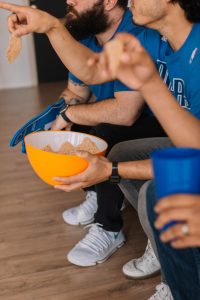 friends watching sports, sober super bowl