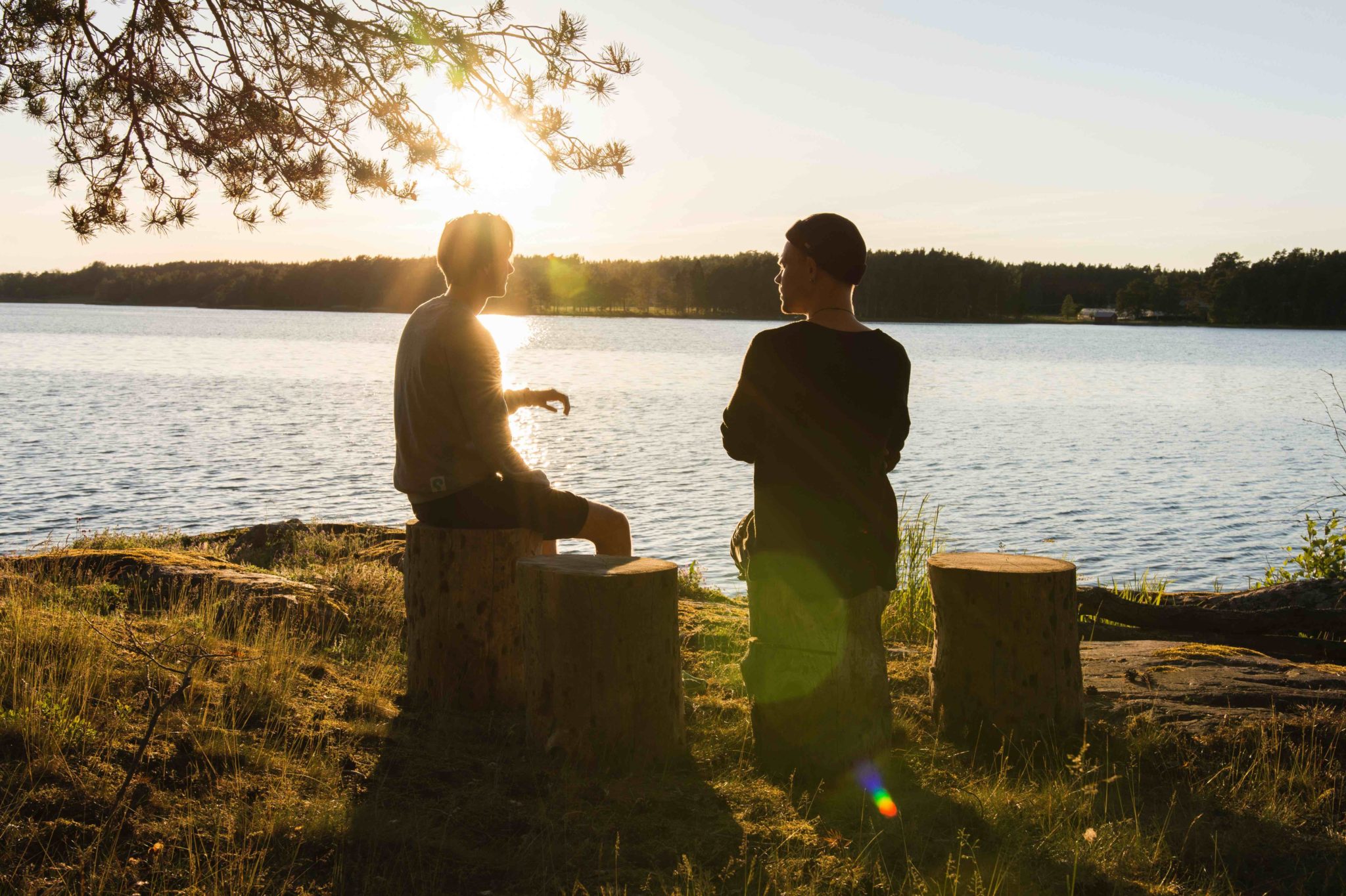 two men by water, talk to your partner about your addiction