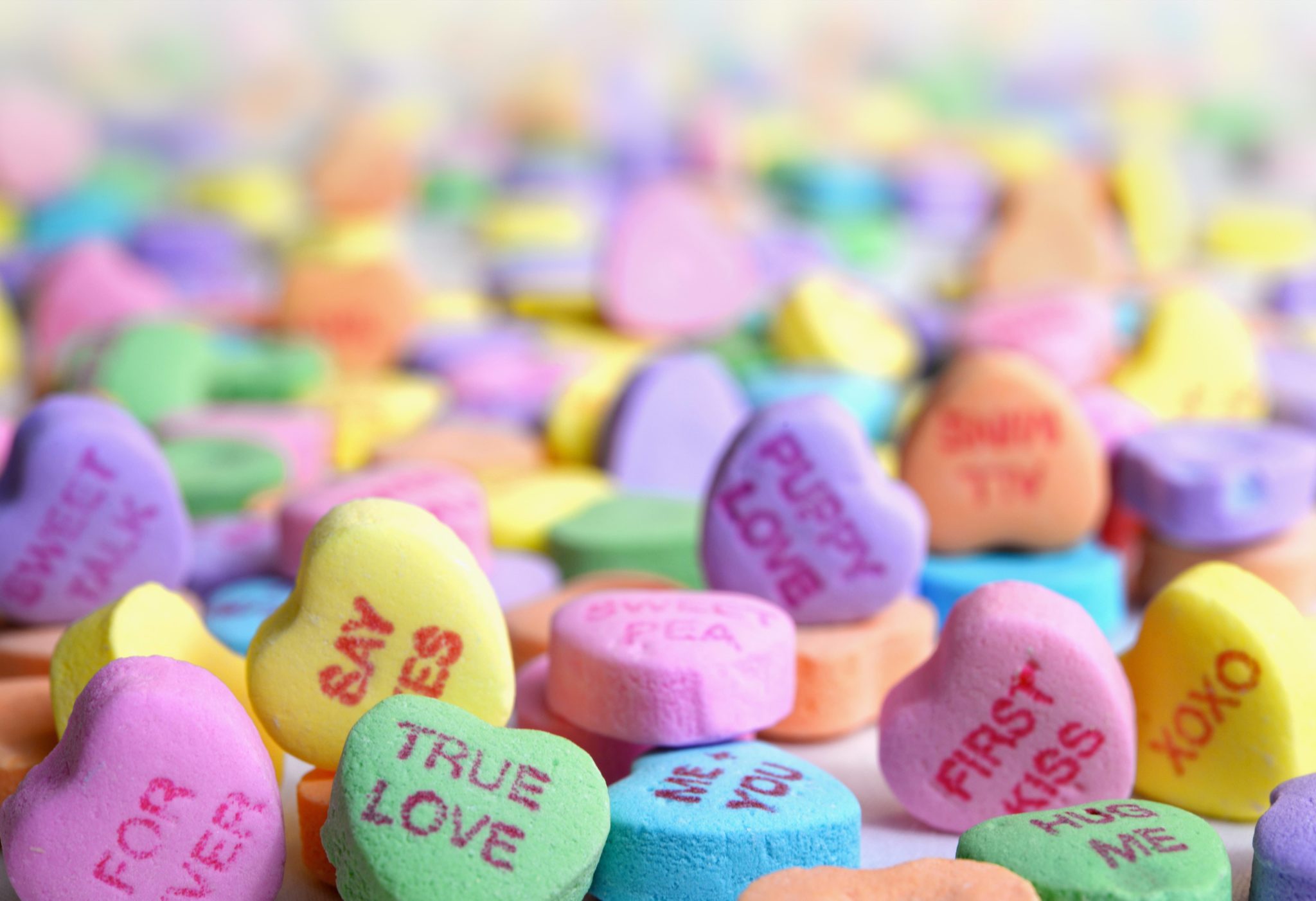 heart shaped candies, sober valentine's day