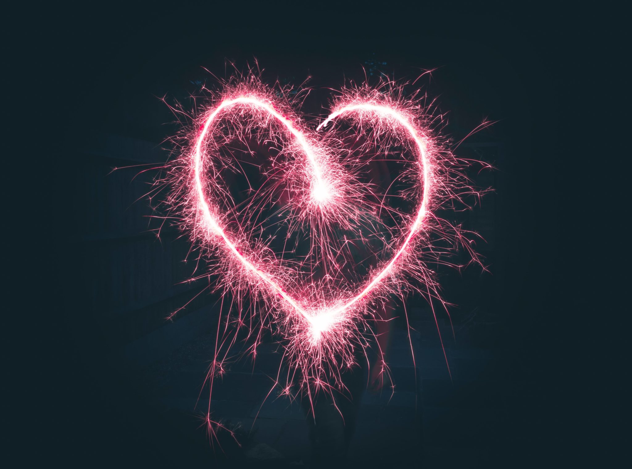 pink sparkler in heart shape, sober valentine's day