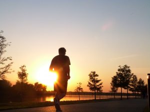 man jogging in the evening