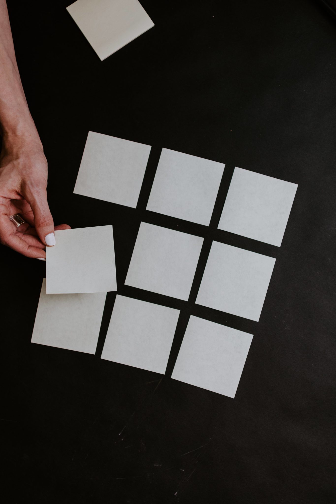 placing white post-its in a square, getting organized in recovery