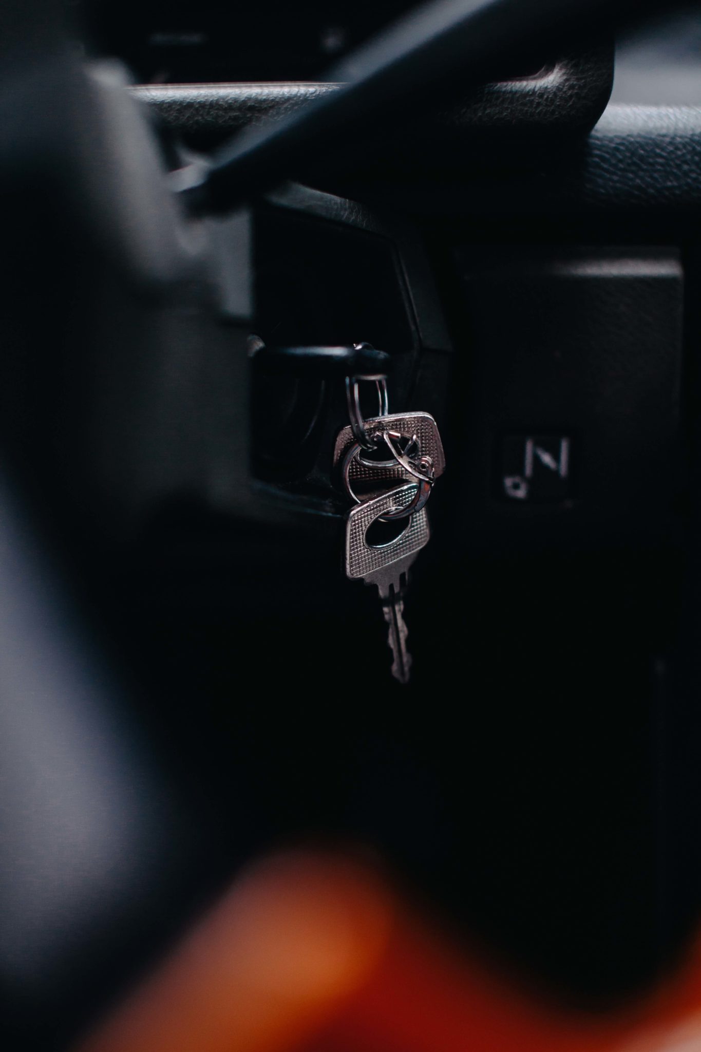 car keys in ignition close-up