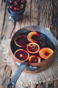 hot winter drink in saucepan
