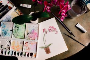 watercolors flowers and painting