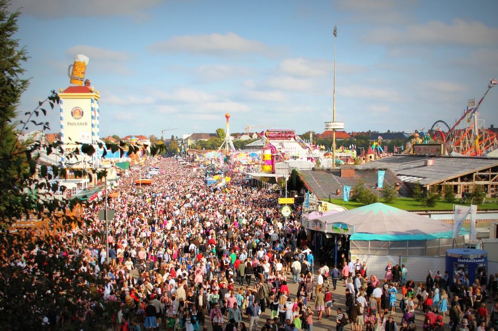 aerial view of crowd at oktoberfest