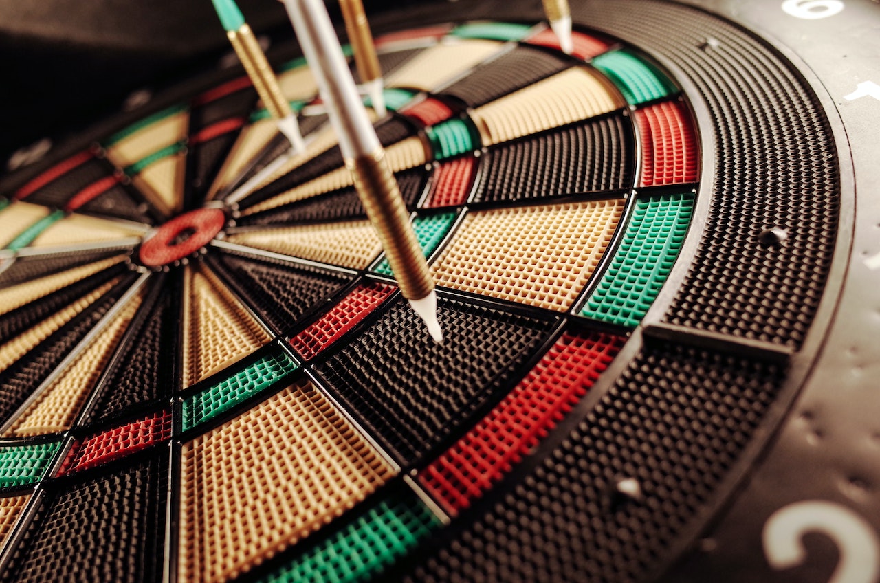 darts in electric dartboard