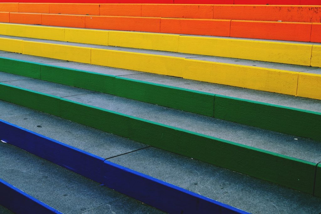 rainbow colored set of stairs